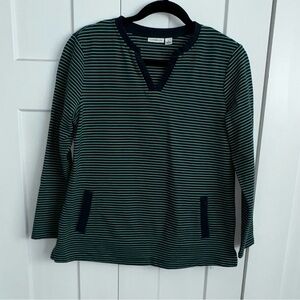 Croft & Barrow large green and blue striped casual shirt -large